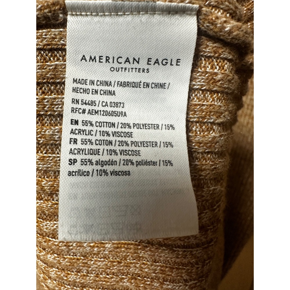 American Eagle Ribbed Sweater Dress S Tall Beige Marl Long Sleeve Mini Bodycon - Picture 6 of 7